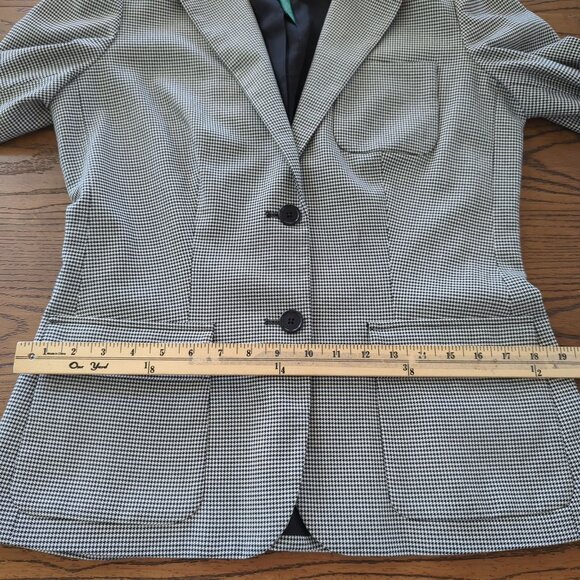 Lauren Ralph Lauren‎ Womens Houndstooth Blazer Jacket Black White 2-Button sz 10 - Picture 13 of 16
